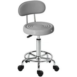 Homcom Rollhocker höhenverstellbar Drehhocker Drehbar Salon Hocker mit Lehne, Rädern , Grau , Kunststoff , Füllung: Schaumstoff , 32x86x40 cm , Büromöbel, Bürostühle, Bürohocker