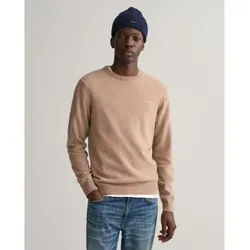 Gant für Herren. 87211 Pullover mit Rundhalsausschnitt aus feiner brauner Wolle (S), Lässig, Langarm