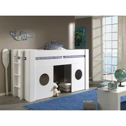 Hochbett Freya B: 90 cm Weiß mit Leiter