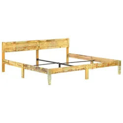 vidaXL Bettgestell 200 x 200 cm Massivholzbett Altholz 200x200 cm Doppelbett Bett Bettrah braun