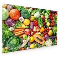 Primedeco Küchenrückwand Küchenrückwand Spritzschutz Glas mit Motiv frisches Gemüse 60 cm x 40 cm