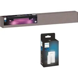 Philips Hue Smarte LED-Leuchte Bundle White & Color Ambiance Centris 4er Spot schwarz, Abschaltautomatik, Bluetooth, CCT - über Fernbedienung, Dimmer, Dimmfunktion, Farbsteuerung, Farbwechsel, Fernbedienung, Infrarot inkl., Leuchtdauer einstellbar, Memoryfunktion, Nachtlichtfunktion, RGB, Smart Home, Timerfunktion, dimmbar über Fernbedienung, erweiterbar, mehrere Helligkeitsstufen, LED wechselbar, RGB, inkl. Philips Hue Dimmschalter schwarz