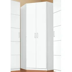 priess Eckkleiderschrank Bilbao mit 3 verschiedenen Fronten weiß 193 cm x 54 cm