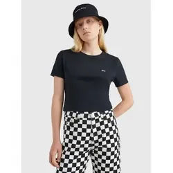 Tommy Jeans für Damen. DW0DW09198 TJW T-shirt Regular Jersey C Hals schwarz (XXS), Lässig, Kurzarm, Bio-Baumwolle, Nachhaltig