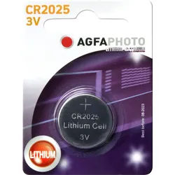 Agfaphoto Batterie Lithium, Knopfzelle, CR2025, 3V Extreme, Retail Blister (1-Pack)