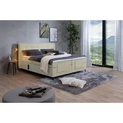 alina Boxspringbett Edward, 180x200cm, mit motorischer Verstellung, inklusive Matratze und Topper beige