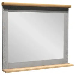 home24 Badezimmerspiegel , Grau, Eiche Artisan , Glas, Holzwerkstoff , rechteckig , 80x69x12 cm , Made in Eu , Ablage , Badezimmer, Badezimmerspiegel, Badspiegel