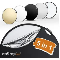 Walimex Pro 5 in 1 Faltreflektor Wavy Comfort Ø80cm mit Griffen und 5 Reflektorfarben