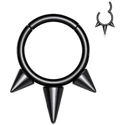 Order & Smile Schmuck Nasenpiercing Septum Clicker Piercing Titan Spikes, pflegeleicht schwarz