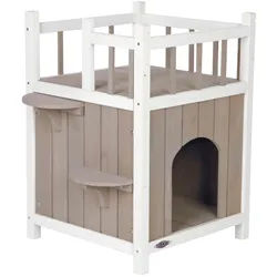TRIXIE natura Cat's Home mit Balkon 45x45x65cm grau/weiß