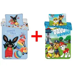 Jerry Fabrics Kinderbettwäsche Kinderbettwäsche Bing Bunny Paw Patrol 100x135 Cartoon Hunde 2er-Set, Renforcé, 2 teilig bunt