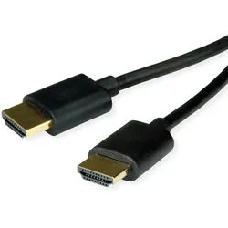 ROLINE HDMI High Speed Kabel mit Ethernet, Slim, ST-ST, schwarz, 1 m