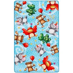 Xxxl Kinderteppich , Multicolor, Hellblau , Textil , Tier , rechteckig , 67x125 cm , Oeko-Tex® Standard 100 , für Fußbodenheizung geeignet, rutschfest , Teppiche Und Böden, Teppiche, Kinderteppiche