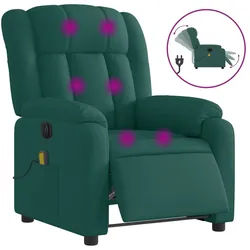 vidaXL Massagesessel, Relaxsessel Elektrisch Dunkelgrün Stoff