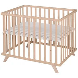 Roba Laufgitter 75x100 cm mit Holzfüßen, Lil Planet grau, natur , Naturfarben , Holzwerkstoff , Rechteckig , 73x77x98.5 cm , Babymöbel & Kindermöbel, Babyzimmer, Laufgitter