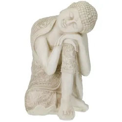 Relaxdays Buddha-Figur , Creme , Kunststoff , 40.5x61x38 cm , Dekoration, Dekofiguren & Skulpturen, Buddha-Statuen