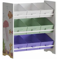 [en.casa] Kinderregal Boiro , Hellgrün, Lila , Holzwerkstoff, Textil , Wasser/Strand/Meer , 62x59.5x29.5 cm , Babymöbel & Kindermöbel, Babyzimmer, Babyregale & Kinderregale