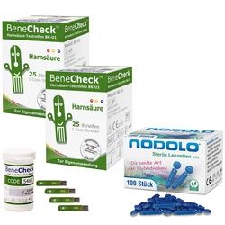 BeneCheck Harnsäure Teststreifen und Lanzetten 50 St