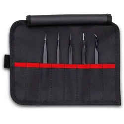 KNIPEX Universalpinzetten-Set Präzisionspinzetten Kunststoffpinzette ESD SMD
