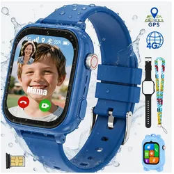 Vashoy 2026 Kinderuhr T53Neue Smartwatch Kinder mit GPS, Kameras, Smartwatch (5 cm/1.83 Zoll, Android/4G (LTE) 4G Telefonfunktionen Smartwatch, 7-tlg., Verschiedene Gehäusevarianten, Mit App-Download-Funktion, Schulmodus,Geschenke für Kinder im Alter von 5 bis 16 Jahren blau