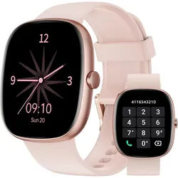 HUAKUA Smartwatch (4,6 cm, android ios), SMARTWATCH MIT BLUETOOTH ANRUFEN FITNESSMODI UND GESUNDHEITSANALYSE rosa