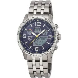 ETT Eco Tech Time EGT-11575-31M Funk-Solar Herrenuhr Professional Worldtimer Titan/Blau