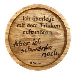holzpost GmbH Getränkeuntersetzer Holz-Untersetzer Eiche mit Gravur – Rustikaler Glasuntersetzer Ø11,2cm, Zubehör für Gläser, Tassen, Becher, Flaschen, Kerzen, Tischdekoration im Landhaus-, Boho- oder modernen Stil, Echtholz - Gefertigt in Deutschland beige
