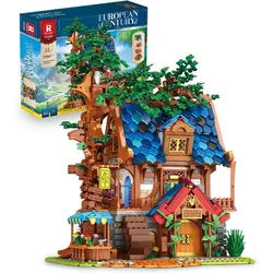 Reobrix Reobrix 66008 Baumhaus - European Century - LED-Beleuchtung Konstruktionsspielsteine, (2566 St)