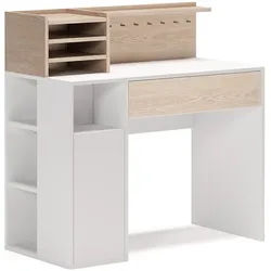 Vicco Schreibtisch Weiß/Sonoma 100 x 50 cm , Holzwerkstoff , 9 Fächer , Rechteckig,Rechteckig , 100x100x50 cm , Büromöbel, Schreibtische, Schreibtische