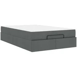 vidaXL Bett Bettgestell mit Matratze 2 pcs Dunkelgrau Stoff (2-tlg) grau