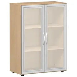 Geramöbel Aktenschrank »Lissabon« 3 OH 80 cm Glastüren braun, 80x110.4x42 cm