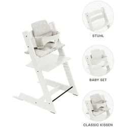Stokke Hochstuhl-Set , Weiß , Holz , Buche , 83x57x46 cm , Fußstütze verstellbar, Sitzfläche verstellbar, höhenverstellbar , Babymöbel & Kindermöbel, Babyzimmer, Hochstühle