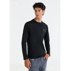 Lois Jeans für Herren. 157933978 Schwarzes T-Shirt mit Reißverschluss (S), Lässig, Baumwolle, Langarm