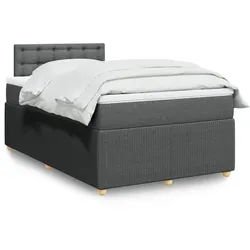 vidaXL Boxspringbett, Boxspringbett mit Matratze Dunkelgrau 120x190 cm Stoff