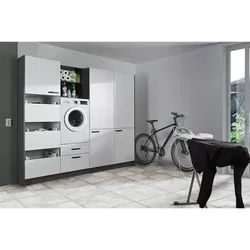 Welnova Hauswirtschaftsraum , Weiß , Holzwerkstoff , 233.2x207x65 cm , Made in Germany , Waschküche, Hauswirtschaftsraum