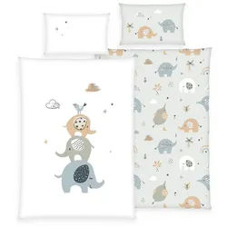 Herding Young Collection Babybettwäsche Elephants Bettwäsche "Made in Green" 40/60 Hoteleinschlag+100/135 MRV, 2 teilig, baby bettwäsche set 100x135 kinder bettwäsche 100x135 bunt