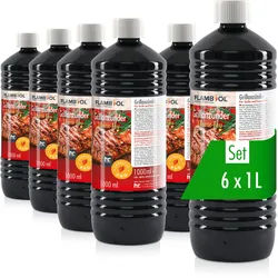 6x 1 L Grillanzünder flüssig für Grills und Feuerstellen in Flasche