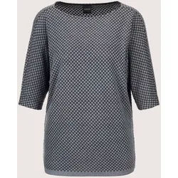 3/4-Arm-Shirt MADELEINE "Sweatshirt Oversize-Shirt mit Fledermaus-Ärmeln", Damen, Gr. 38, schwarz (schwarz, grau), Obermaterial: 54% Viskose CV. 45% Polyester PES. 1% Elasthan EL., Modern, normal, U-Boot-Ausschnitt, Shirts 3/4-Arm-Shirt