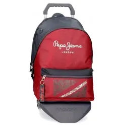 Pepe Jeans Unisex für Kinder. 66824T1 Clark Zwei-Fach-Computer-Rucksack mit Trolley rot (OSFA), Lässig, Polyester, Kinderbekleidung