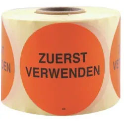 HYGOSTAR Zuerst verwenden Etikett, orange, Kennzeichnung der Lebensmittel, die unmittelbar verarbeitet werden müssen, 1 Rolle = 500 Stück