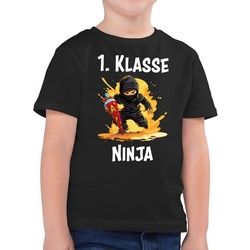 Shirtracer T-Shirt Ninja Einschulung Schulkind Schulanfang 1. Klasse Erste Einschulung Junge Schulanfang Geschenke schwarz