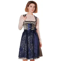 Krüger Madl Dirndl Dirndl 'Isi' mit Spitzenschürze 415367, Blau 60cm blau 38
