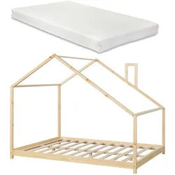 [en.casa] Kinderbett Siuntio mit Matratze , Naturfarben , Holz , Kiefer , 140x200 cm , Babymöbel & Kindermöbel, Kinderzimmer & Jugendzimmer, Kinderbetten, Spielbetten