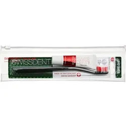 Swissdent Pflege SetsTravel Set Extreme Whitening Toothpaste Low Abrasion RDA 40 10 ml + Profi Whitening Zahnbürste Gold 10 ml