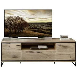 Livetastic Tv-Element , Schwarz, Eichefarben , Metall , 2 Fächer , 1 Schubladen , 180x61x49 cm , Made in Eu , Wohnzimmer, TV Möbel, Lowboards