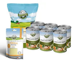 Bellfor Magen-Darm-Set ‚Äì Nassfutter + Vermal Pulver Hühnertrockenfleisch für Hunde Set 2,58 kg