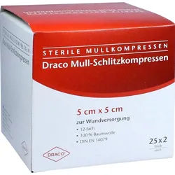 Schlitzkompresse Mull 5x5cm 12Fach Steril Ausb 50 ST
