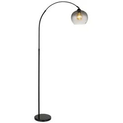 GLOBO LIGHTING Stehlampe NEWCASTLE, ohne Leuchtmittel, Stehleuchte Schwarz/Marmor, Rauchglas, höhenverstellbar, E27 schwarz