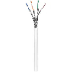 CAT 6 Netzwerkkabel, S/FTP (PiMF), Weiß CCA Kupfergemisch für SOHO Anwendungen, AWG 23/1 (solid), PVC