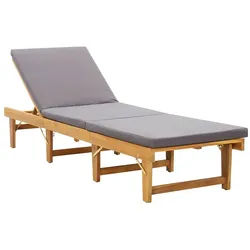 furnicato Gartenliege Klappbare Sonnenliege aus Echtholz 200x61x30/55,5/70/86 cm Dunkelgrau grau